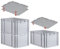 PROREGAL SuperSparSet 3x Eurobox NextGen Grip mit Auflagedeckel & 4 roten Schiebeschnappverschlüssen, HxBxT 32x40x60cm, 65 L, Grau, Griffe geschlossen, Eurobehälter, Transportbox