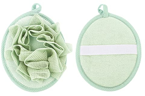 Sibba Loofah Body Scrubber 1 PC Exfoliating Mesh Pouf Sponge Scrubbers Use in Shower Scrub Bath Ball Pack Back Washing Baby Bathing Puff Pad(Green)