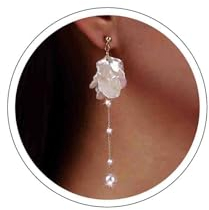 Atentuyi Boho Hochzeit Weiße Blume Gold Lange Quaste Perle Baumeln Tropfen Ohrringe Vintage Perle Schmuck Blumen Ohrringe Für Frauen Und Mädchen Bräute