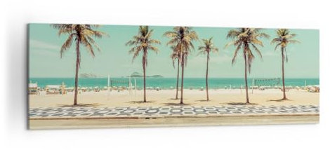 Panorama Bilder auf Leinwand 160x50cm Leinwandbild Strand Palmen Rio De Janeiro Groß XXL Wanddeko Bild Schlafzimmer Wandbilder Dekoration Wohnzimmer Wall Decor Canvas Wand Kunstdruck Art AB160x50-5375