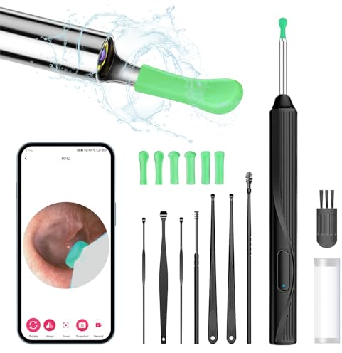 Ohrenschmalz Entferner Otoskop, 1080P WiFi Ohrenreiniger HD Ohr Kamera IP67 Wasserdicht Ohrreiniger 3.5mm Linse Ohr Endoskop mit 6 LEDs Wiederaufladbar Ear Cleaner für Kinder, Erwachsene und Haustier