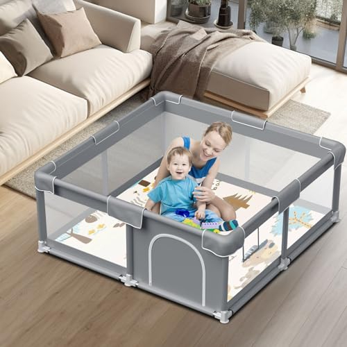 Baby Laufstall für Kleinkinder & Babys – sicherer Anti-Fall Yards – 127,7 x 127,7 cm Maschenzaun