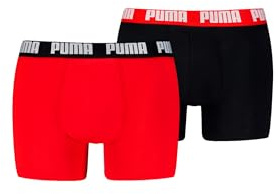 PUMA Boxer Boxershorts Men Herren Everyday Unterhose Unterwäsche 2er Pack, Farbe:Black/Red, Bekleidungsgröße:S