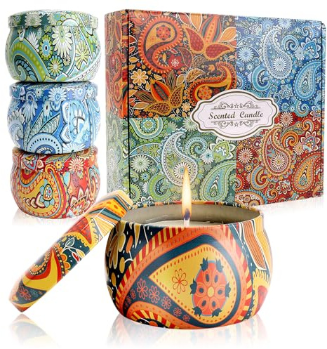 Kristen 4 Stück Duftkerzen Geschenke für Frauen- Home Duft Natürliches Aromatherapie Kerzen Set für, 4.4 OZ Tragbare Reisekerzen für Stressabbau, Scented Candles Gift Set for Women,