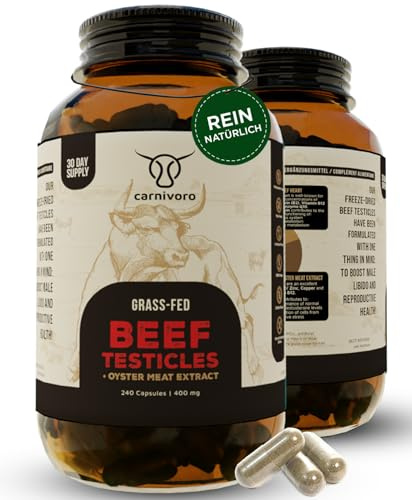 Carnivoro Grass Fed Beef Testicles mit Austernfleischextract - 240 Kapseln - 30 Tage Packung - Keto - Paleo