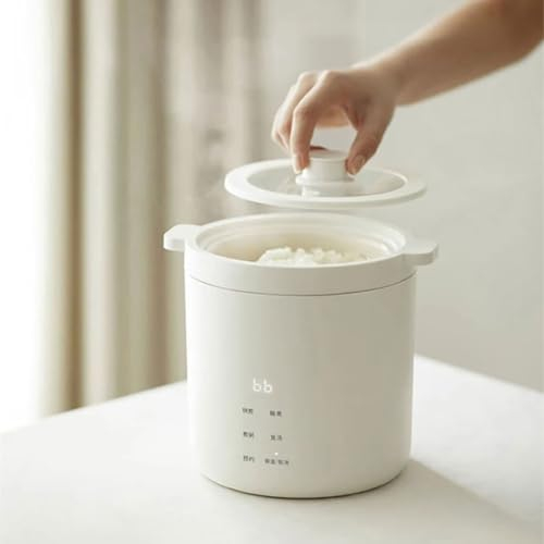 Mini olla arrocera 2 tazas sin cocer, olla arrocera eléctrica de 1,2 L con revestimiento de esmalte cerámico, mini olla eléctrica de cocción rápida, electrodomésticos de cocina multifuncionales
