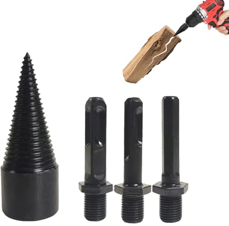 YANINEE 32mm Bohrkegel Holzspalter Profi Bohrer Aufsatz Kegelspalter Bohrmaschine, Spaltbohrer für Brennholz, Holz Spalten