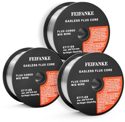 FEIFANKE Filo Animato No Gas E71T-GS Universale per Saldatura MIG MAG D100 per Saldatrice,Filo Di Riempimento Senza Gas 0,9MM, 3KG, 3 Pezzi