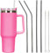 Voarge 40oz Kaffeebecher to Go,Doppelwandiger Edelstahl Heiße Kalte Getränke Vakuum Trinkbecher,Thermobecher mit strohhalm,Tumbler cup,Kaffeebecher für Zuhause Reisen (Rosa)
