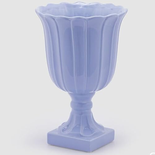 EDG Enzo De Gasperi Vaso Tulipano Coppa con Piede H 41 Cm D 27 Cm Indigo