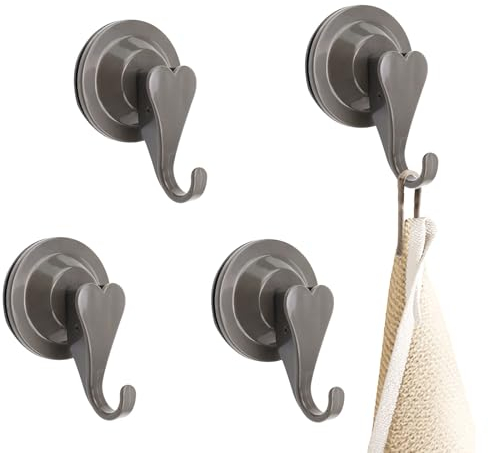 0XBIT Fuerte Gancho de Ventosa, 4 Piezas Gancho con Ventosa, Gancho de Ventosa para Baño, No Requiere Tornillos Ni Pegamento, Capacidad de Carga Máxima 15 Kg, Adecuado para Baño, Cocina