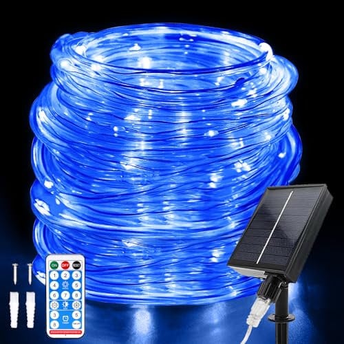 Hulaiyaa Outdoor Solar LED Lichtschlauch, Wasserdichte Solar Lichterschlauch 22M Solar Lichterschlauch Aussen Fernbedienung 8 Modi 200 LED Lichtschlauch Außen für Weihnachten Party Dekorationen