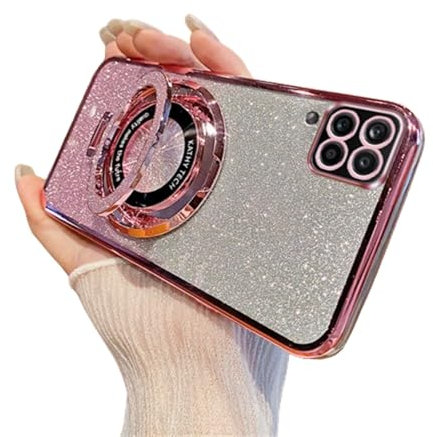 SIYOPINPFY Coque pour Samsung Galaxy A22 5G, Paillettes Luxe Souple TPU Silicone Antichoc Anti-Rayures Housse, Protection d'appareil Photo à Housse avec Anneau pour Galaxy A22 5G, Brillant Or Rose