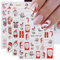 5D Christmas Nail Stickers, 4 Sheets 5D Self-Adhesive Embossed Nail Decal Cartoon Nail Art Decoration Design Supplies NAS058