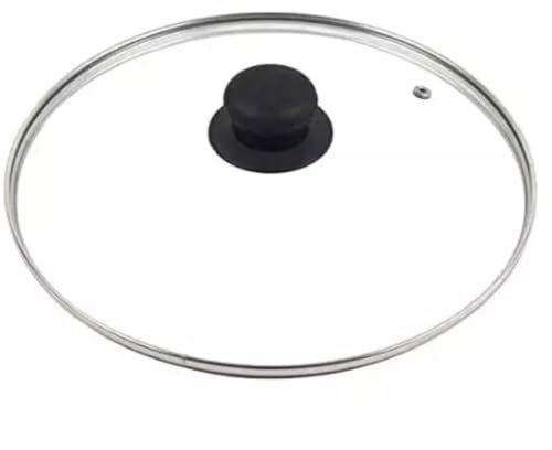 Universal Glass Pan Lid 14cm - 32cm - Frying Glass Lid with Strong Handle - Stainless Steel Pan and Cooking Pots - Compatible with All Frying Pans, Pots, and Saucepan (20cm)