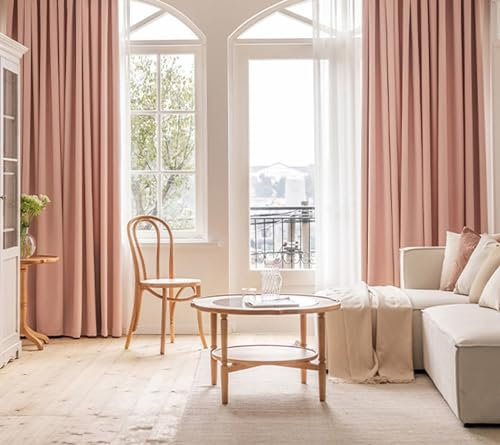 Bishilin Vorhänge Blickdicht mit Ösen, Verdunklungsvorhänge Rosa 2er Set 96x214CM Modern Einfach Chenille Gardinen Schlafzimmer Kinderzimmer Jugendzimmer