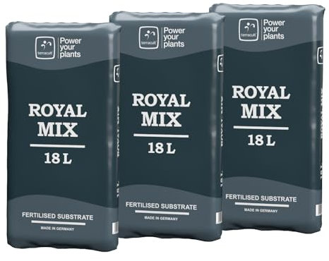 Terracult Royal Mix – Topfsubstrat mit Perlite, pH 5,6, Trichoderma, für gesundes Wachstum von Kulturpflanzen, Nährstoffversorgung bis zu 6 Wochen - 3x18 Liter