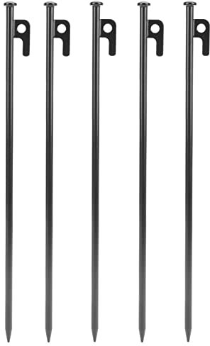 Koieam 5 Stück Zeltheringe, multifunktionale, robuste Metall-Erdspieße, leicht zu durchdringen, korrosionsbeständig, für Camping im Freien (40cm)