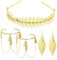 joonnair 4 STÜCKE Griechische Göttin Kostüm Set mit Kopfschmuck Lorbeerkranz Römische Göttin Haarreif und Göttin Kostüm Griechische göttin Schmuck für Hochzeit Kostüm Partyjoonnair