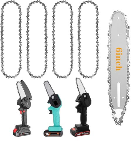 LightBeacon 4 pezzi Catena Motosega 6 Pollici, Catene per Motosega, Catene per Sega da Mini Motosega, 37DL, Piastra Guida 18.5cm, per la Lavorazione del Legno, la Rifinitura e il Giardino