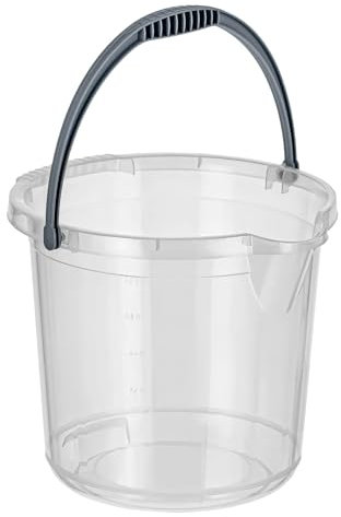 Best House 14 Litres Clear Plastic Water Bucket With Handle - Multi Purpose Storage for Bathroom, Home, Garden & Workshops