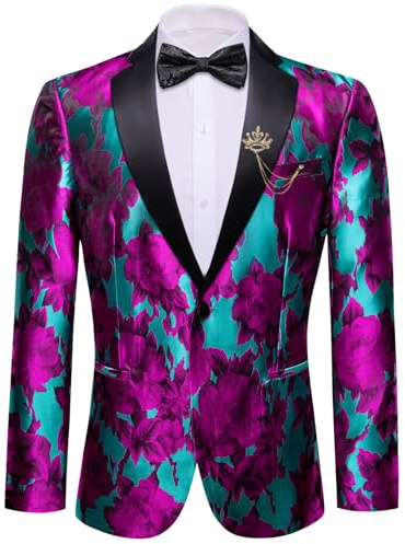 Barry.Wang Men's Suit Bowtie Set Paisley Luxury Embroidery Blazer Jacket Single-Breasted Wedding Business Coat Red Green