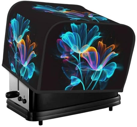QGGHNISD Neon Flowers Toaster Cover, 4 Slice, Water Resistant, Oxford Cloth, Polyester