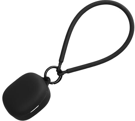 kwmobile Carcasa de Silicona Compatible con JBL Wave Flex Case - Funda para Cascos Inalámbricos con Correa de Mano Antipérdida - Negro