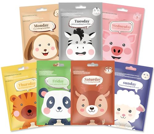 7 PCS Masken Beauty Gesichtsmaske Kinder Tuchmasken Set Geeignet für Alle Hauttypen Tiefenbefeuchtend Geeignet für Mädchen und Frauen Kann als Geschenk Verwendet Werden