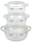 Reldor 3 Pcs Glass Casserole Dishes with Lids, Freezer, Microwave & Dishwasher Safe, Casserole Dish Set with Carry Handles, Break Resistant, Serving Dishes (1 + 1.5 + 2.5 Ltr), Blue Floral