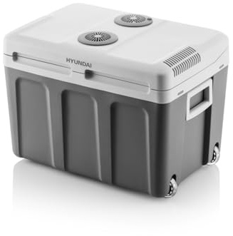 Hyundai Electronics Elektrische Kühlbox MC40E I 40L | 12V & 230V thermoelektrische Autokühlbox | Kühlen und Heizen bis 60°C | Leiser Betrieb | Trolley-Kühlwagen mit Rollen & ausziehbarem Griff