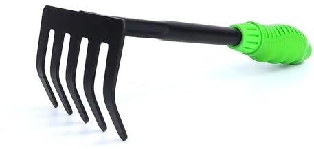 Rastrillo - Herramienta de jardín de 5 Dientes, diseño ergonómico, Acero Resistente, Ideal para deshierbe y nivelación del Suelo.*