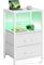 Seventable Table de Chevet avec Prise USB et 2 tiroirs - Table de Nuit connectée avec éclairage LED pour Chambre à Coucher, Salon ou canapé (1, Blanc)