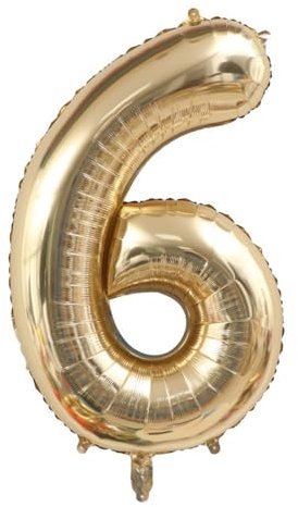 Alaoo Globos con Números, Globos Grandes de Papel de Aluminio para Cumpleaños, Aniversarios, Celebraciones, Decoraciones para Fiestas, Dorado Número 6