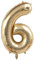 Alaoo Globos con Números, Globos Grandes de Papel de Aluminio para Cumpleaños, Aniversarios, Celebraciones, Decoraciones para Fiestas, Dorado Número 6