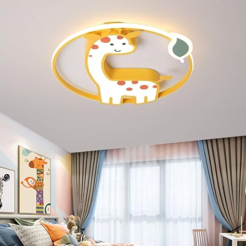 WJLL LED Deckenleuchte Cartoon Tier Kinderzimmer Deckenlampe 32W Dimmbar Acryl Decke Licht mit Fernbedienung Kronleuchter Kindergarten Schlafzimmer Arbeitszimmer Innen Beleuchtung Lampe Giraffes