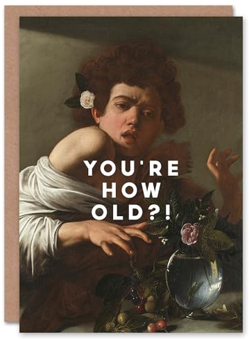 Wee Blue Coo Birthday Card You're How Old?! Shocked Caravaggio Painting Funny