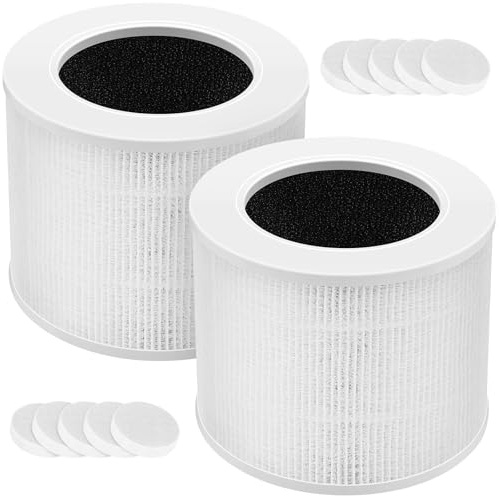 2 Pack Core Mini-RF Replacement Filter for Levoit Core Mini Air Purifier | 3-IN-1 HEPA Filter with High Efficiency Activated Carbon Filter, 2pcs HEPA Filter + 10pcs Aroma Pads