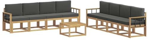vidaXL Outdoor-Sofagarnitur mit Kissen 9 pcs Weiß und Anthrazit, Moderner Garten-Sofaset, stilvolle Sitzgelegenheit, Akazie Holz Möbel, bequemer Lounge, wetterfest