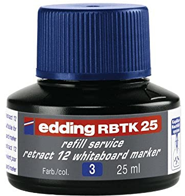 edding RBTK 25 Nachfülltinte - blau - 25 ml - mit Kapillarsystem, ideal zum sauberen und unkomplizierten Nachfüllen des edding whiteboard marker retract 12