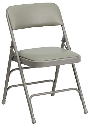 Flash Furniture Klappstuhl, gepolstert, Stoff mit Stahl, graues Vinyl, graues Gestell, 4 Stück