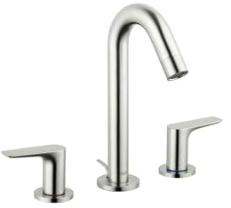 hansgrohe Logis Widespread Modern Low Flow Water Saving 2 3-Hole Bathroom Sink Faucet in Brushed Nickel, 71533821