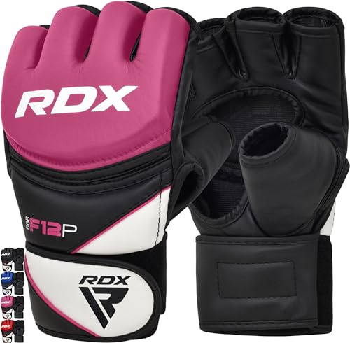 RDX Handschuhe aus Maya-Leder MMA UFC Kampf, Kampfsport, Sparring, Training, Grappling M Rosa