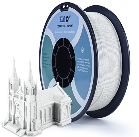 ZIRO Marmor Filament PLA 1.75mm 3D Drucker Filament Spule 1kg (2.2lbs), Maßgenauigkeit +/- 0.03mm, Marmor Weiß