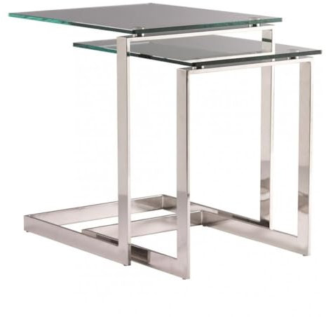 CAMINO A CASA - Set de 2 Tables d'appoints Verre et Chrome Nido Tomm