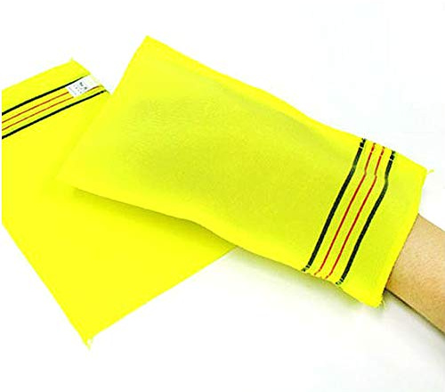 10 Pack SongWol Korean Beauty Skin Large Exfoliating Bath Shower Towel Gloves Scrub Wash Clothes Made in Korea Yellow