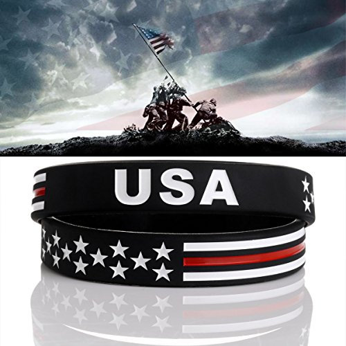 MedusaX Power of Faith USA dünn rot Line American Flagge Armband Silikon Armbänder amerikanismus partriotic Spirit Sport Urlaub Geschenke, Unisex