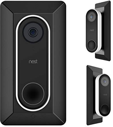 Koroao Wall Plate Come with L35°/R35 ° Wedge for Nest Hello, Nest Hello Doorbell, Plastic Material Adjustment Mounting Wall Plate Wedge Kit. (Black)