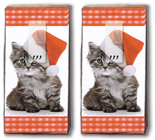 20 Taschentücher (2x 10) Taschentücher Weihnachtskätzchen/Katze / Winter/Weihnachten
