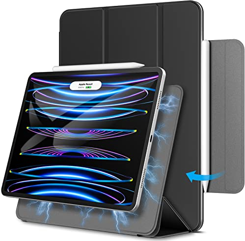 JETech Hülle für iPad Pro 11 Zoll (2022/2021/2020/2018 Modelle), iPad Air 5/4 10,9 Zoll, Stützen für Pencil 2. Gen Aufladung, Magnetische Befestigung, Auto Schlafen/Wachen (Schwarz)